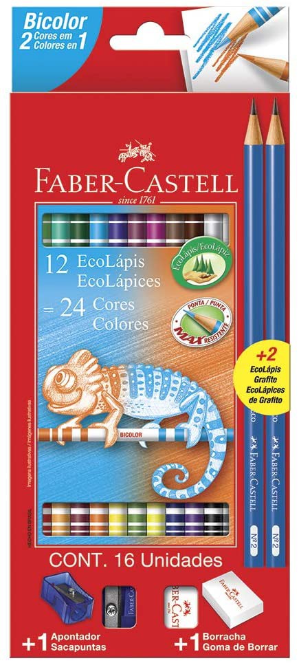 LAPIS DE COR BICOLOR 12=24 KIT FABER