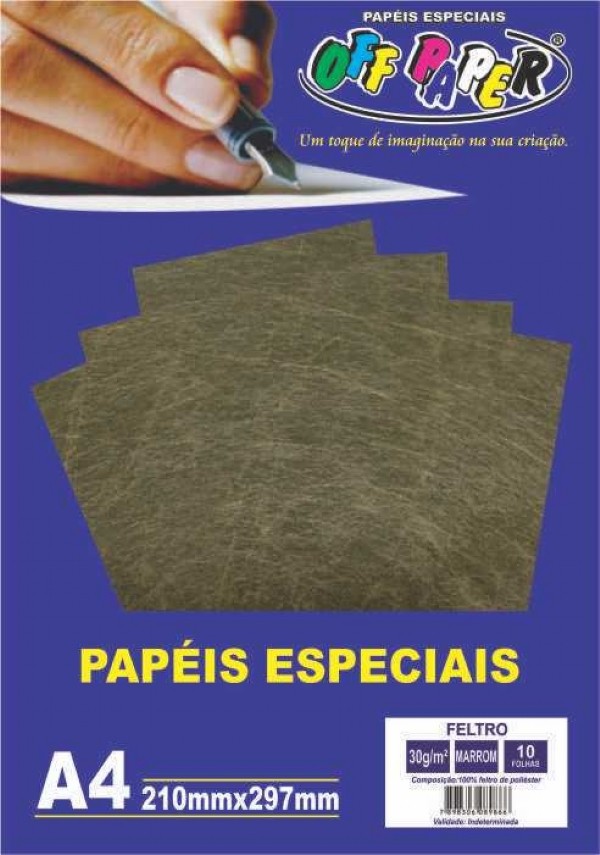 PAPEL FELTRO 30G 10F MARROM OFF PAPER