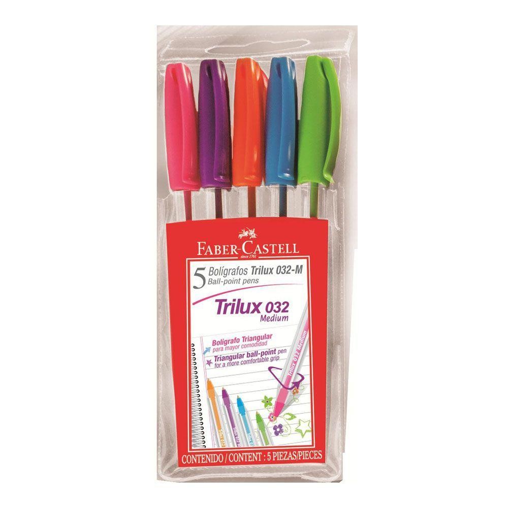 CANETA ESFEROGRÁFICA TRILUX 032 C/5 FABER CASTELL