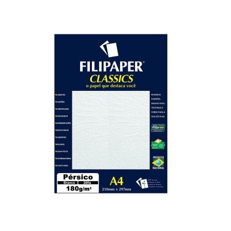 PAPEL PERSICO 180GR C/50 F FILIPAPER BRANCO