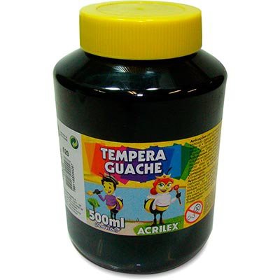 TINTA GUACHE 500ML ACRILEX PRETO