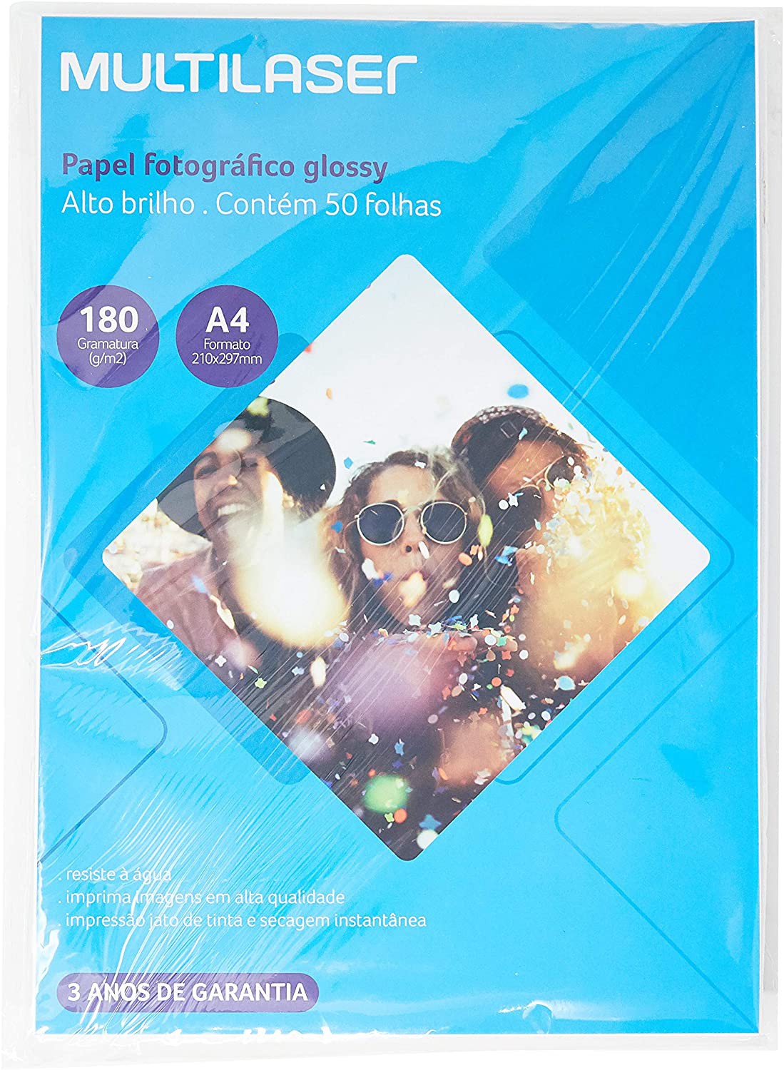 PAPEL A4 HIGH GLOSSY 180G 50F MULTILASER