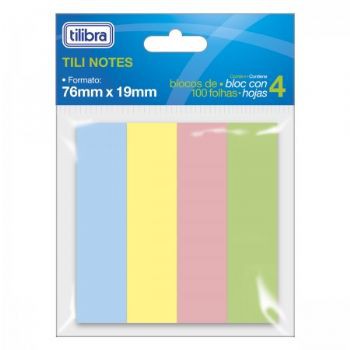 BLOCO ADESIVO C/4 CORES 76X19mm TILIBRA