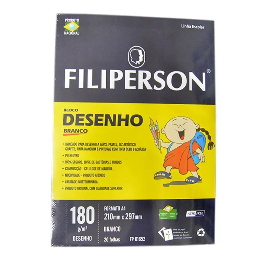 BLOCO DESENHO BRANCO 180GR A-4 C/20 FLS