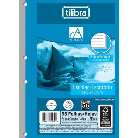 BLOCO PARA FICHÁRIO 1/4 96FLS TILIBRA