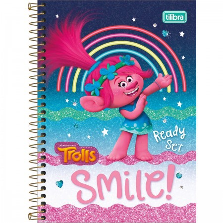 CADERNO BROCH CD 1/4 48F TROLLS 