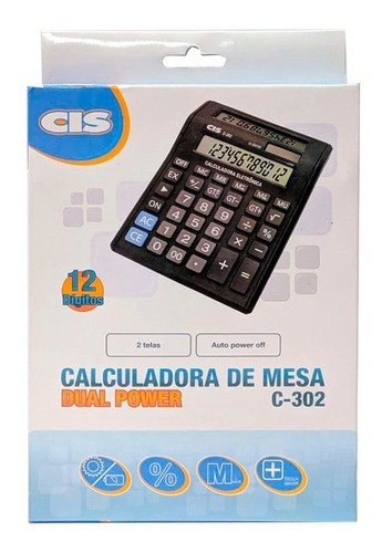 CALCULADORA DE MESA 12 DIGITOS 2 TELAS C302