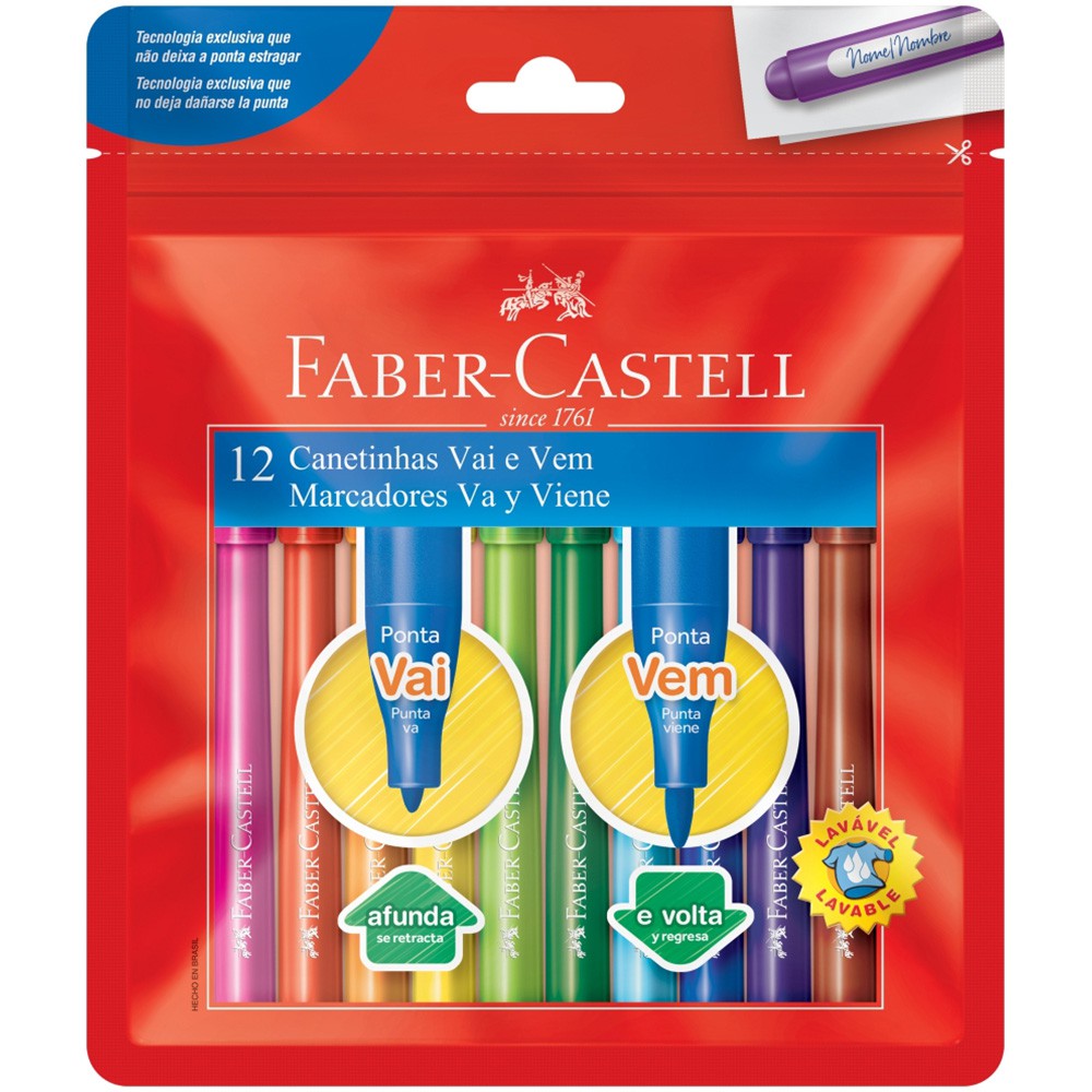 CANETINHA HIDROCOR C/12 VAI E VEM FABER CASTELL 