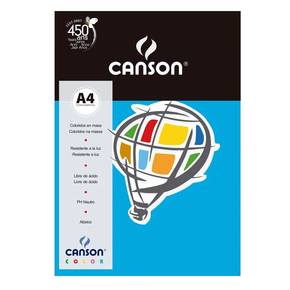 PAPEL CANSON COLOR 180G A4 10F AZUL ROYAL
