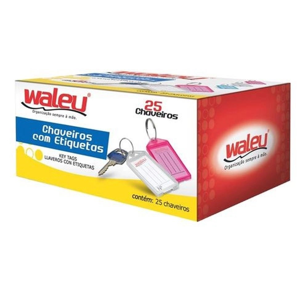 CAIXA C/25 CHAVEIROS COM ETIQUETAS WALEU