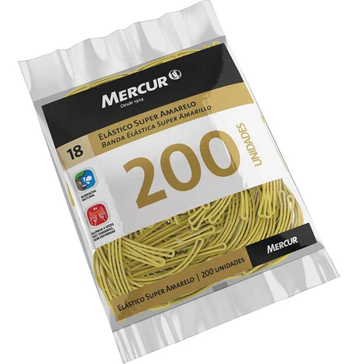 ELASTICO MERCUR SUPER AMARELO N°18 200 UNIDADES