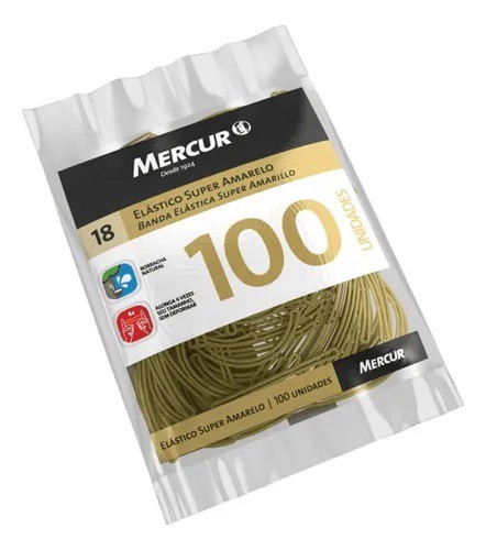ELASTICO MERCUR SUPER AMARELO N°18 100 UNIDADES