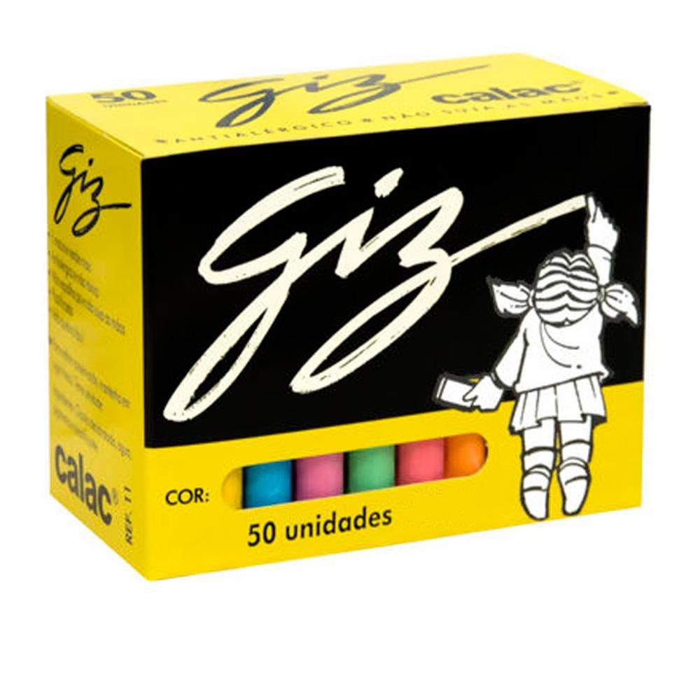 GIZ ESCOLAR COLORIDO CALAC 50 UNIDADES