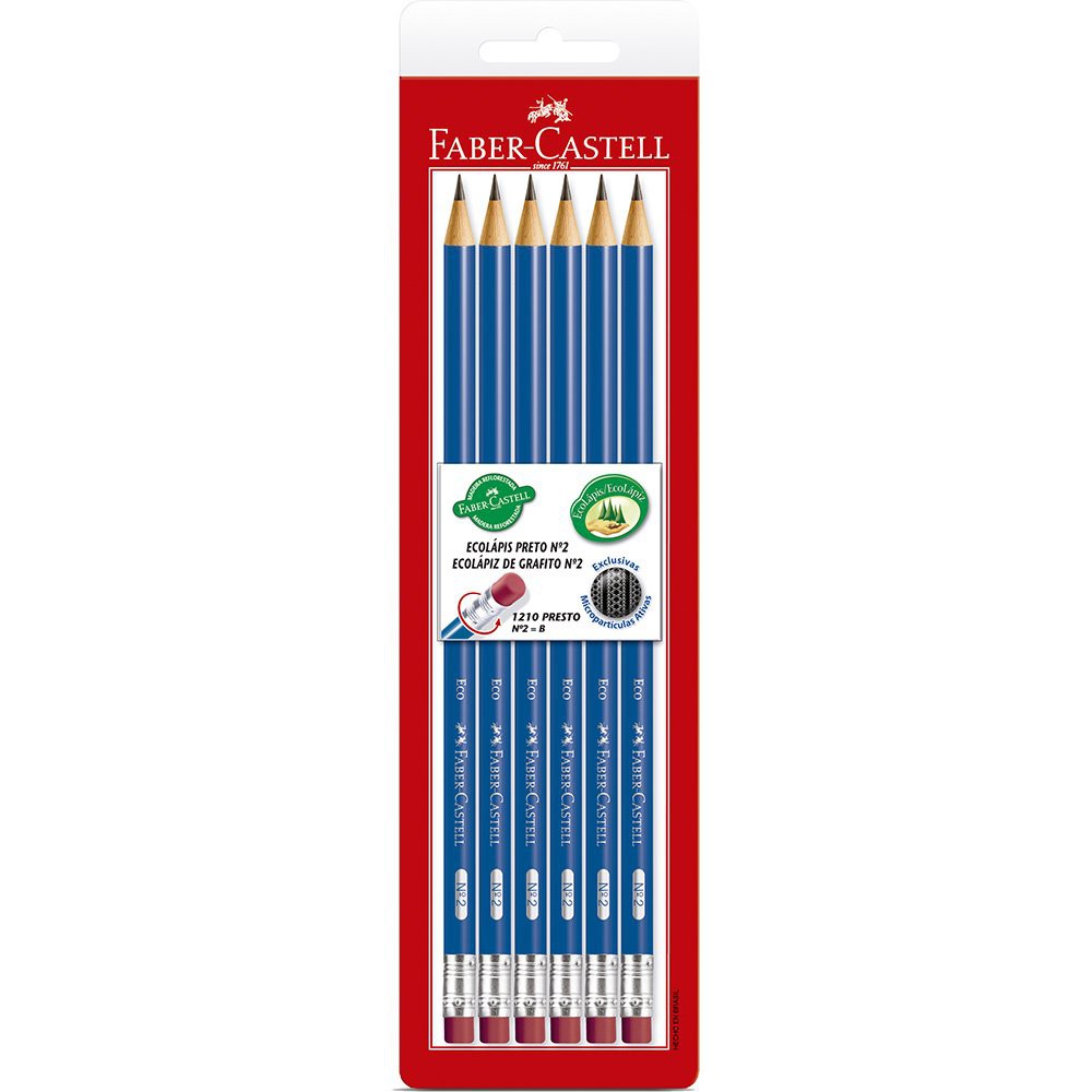 LAPIS GRAFITE C/6  C/BORRACHA FABER