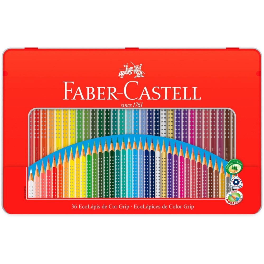 LAPIS DE COR ECOLAPIS GRIP C/36 LATA FABER CASTELL