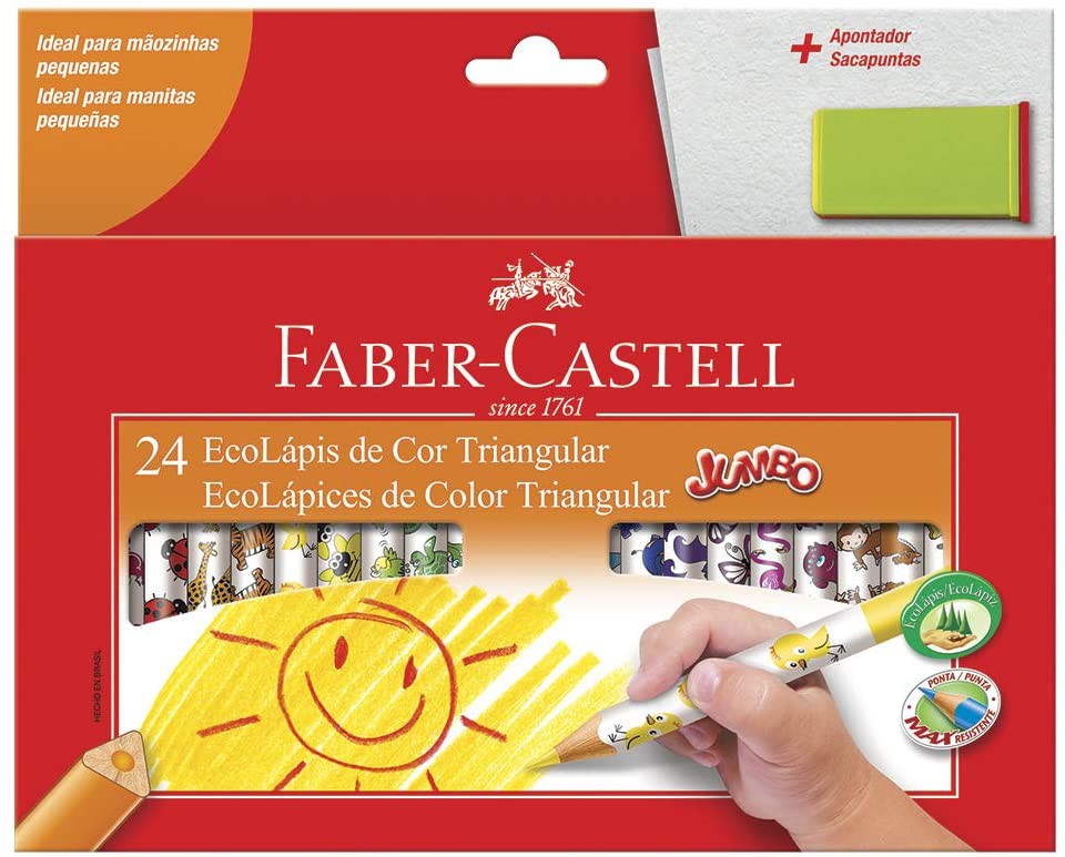 LÁPIS DE COR 24 JUMBO + APONTADOR -  FABER CASTELL          
