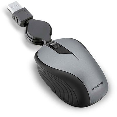 MOUSE RETRÁTIL EMBORRACHADO USB MULTILASER MO232