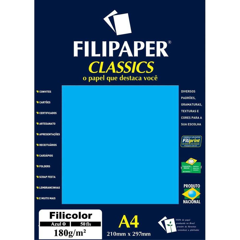 PAPEL FILICOLOR A4 180GR C/50 F AZUL