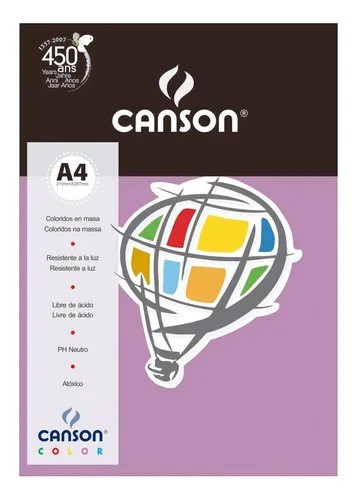 PAPEL CANSON COLOR 180G A4 10F VIOLETA