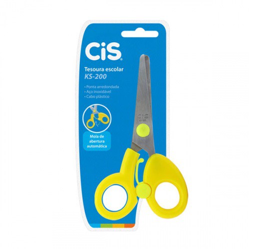TESOURA ESCOLAR VAI E VEM CIS KS 200 AMARELO