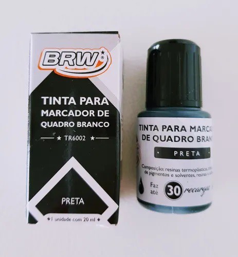 TINTA MARCADOR QUADRO BRANCO 20ML PRETO BRW