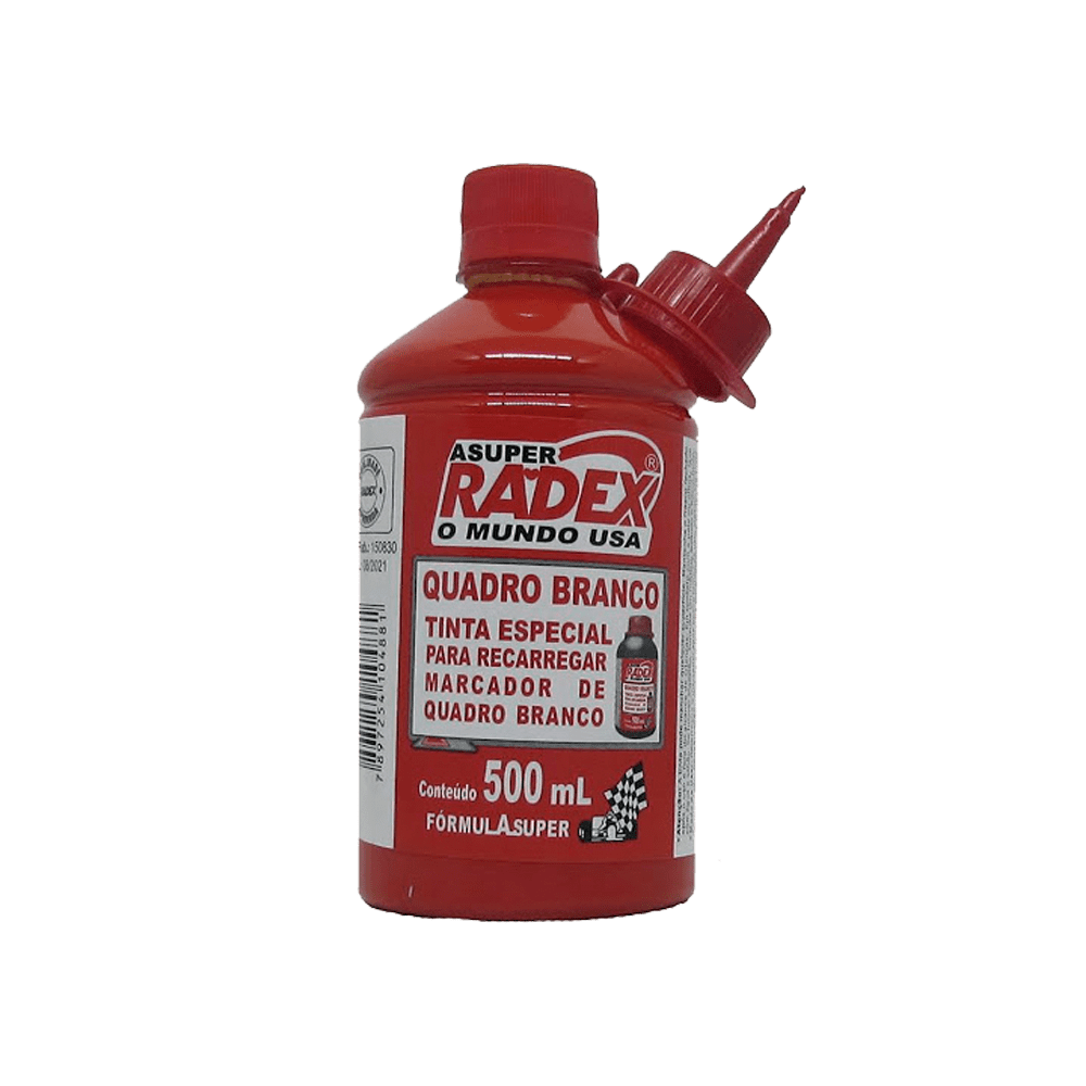 TINTA P/MARCADOR QUADRO BRANCO RADEX 500ML VERMELHO