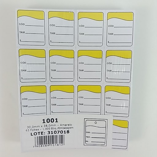 ETIQUETA 30x38 C/1000 AMARELO
