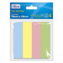 BLOCO ADESIVO C/4 CORES 76X19mm TILIBRA