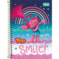 CADERNO BROCH CD 1/4 48F TROLLS 