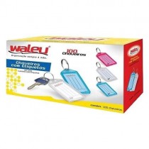 CAIXA C/100 CHAVEIROS COM ETIQUETAS WALEU