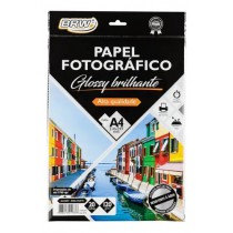 PAPEL FOTOGRAFICO A4 BRW GLOSSY BRILHANTE 210X297MM ALTA QUALIDADE C/20