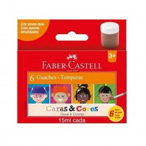 TINTA GUACHE FABER CASTELL C/6 15ML CARAS E CORES