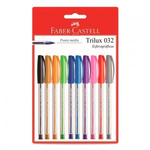 CANETA ESFEROGRÁFICA TRILUX C/10 FABER CASTELL