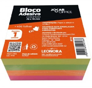 BLOCO ADESIVO CUBO 76X76 COM 400FOLHAS JOCAR