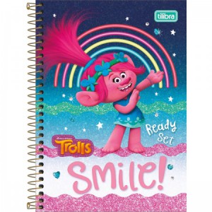 CADERNO BROCH CD 1/4 48F TROLLS 