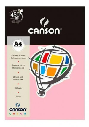 PAPEL CANSON COLOR 180G A4 10F ROSA CLARO