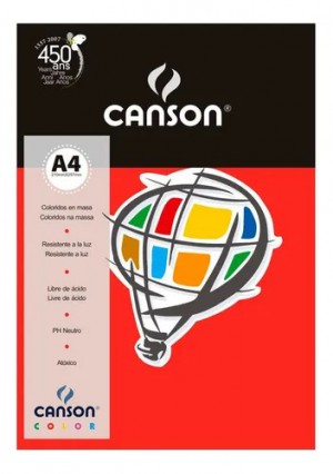 PAPEL CANSON COLOR 180G A4 10F VERMELHO