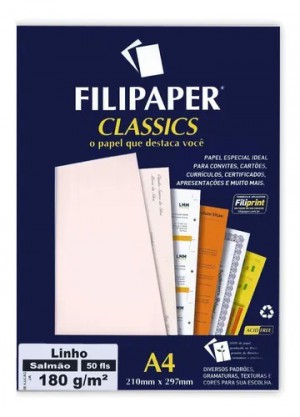 PAPEL LINHO FILIPAPER 180GR C/50 F SALMÃO