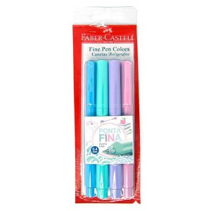 CANETA FINE PEN CORES 0.4 FABER CASTELL C/4