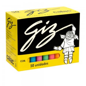 GIZ ESCOLAR COLORIDO CALAC 50 UNIDADES