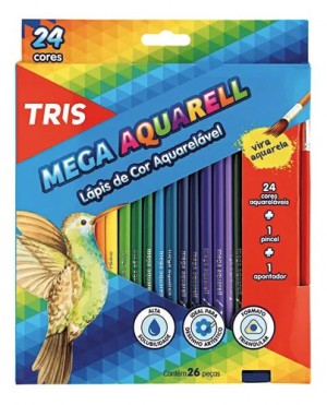 LAPIS DE COR /24 + PINCEL + APONTADOR AQUARELA TRIS