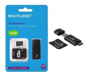 PENDRIVE 16GB 3 EM 1 MULTILASER