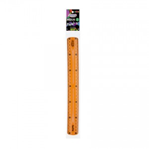 RÉGUA PLASTICA FLEXÍVEL 30CM NEON BRW LARANJA