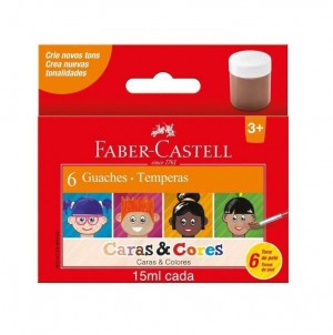 TINTA GUACHE FABER CASTELL C/6 15ML CARAS E CORES